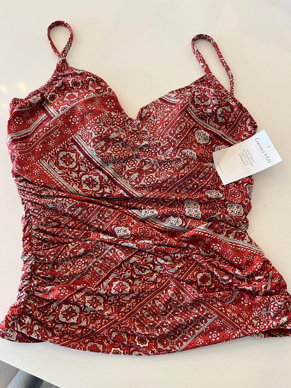 NWT - Garnet Hill Boho Print Tankini Top SZ: 16